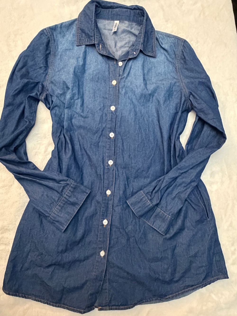 Acting Pro Indigo Denim Button-Down Shirt Dress